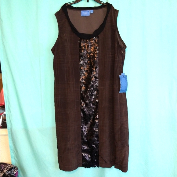 Simply Vera Wang 016 Chalkboard Plaid dress sequin - Picture 2 of 10